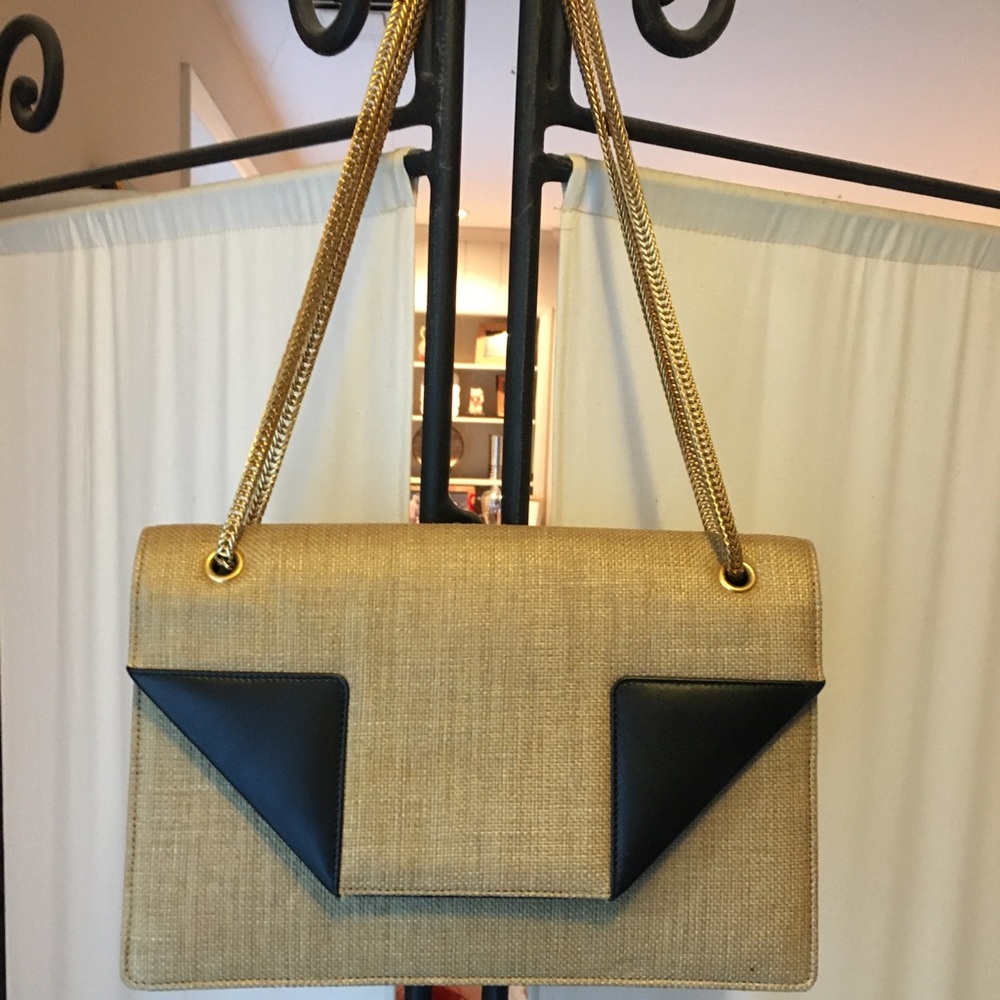 Yves Saint Laurent Betty linen and leather bag